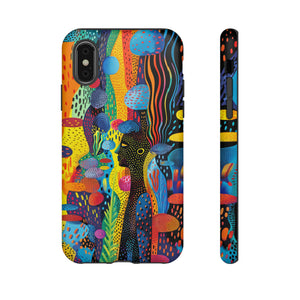 Phone Case, tribal dreamland, Artistic design, Tough Case, Colorful whimsical fantasy design, iPhone 15, 14, 13, 12, 11, Samsung, Pixel