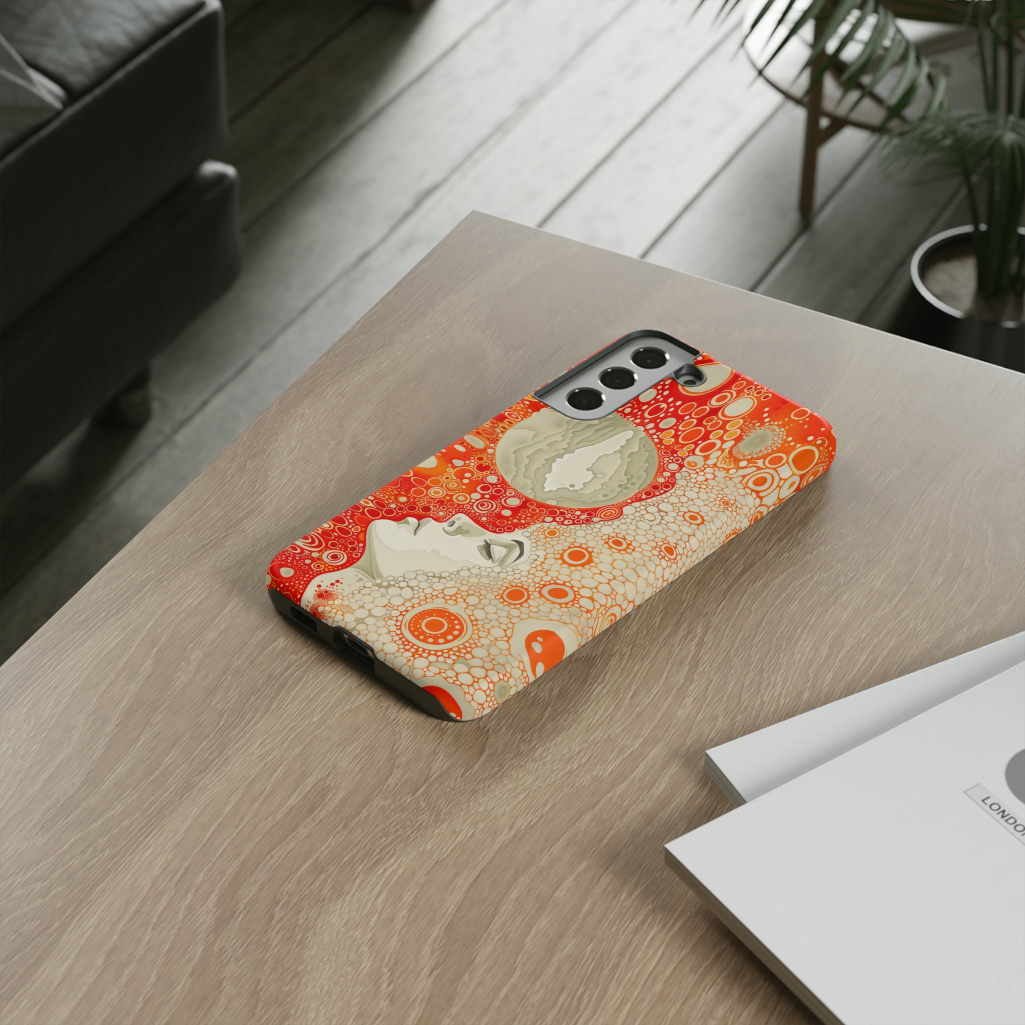 Phone Case, orange Constellation, Artistic design, Tough Case, Colorful whimsical fantasy design, iPhone 15, 14, 13, 12, 11, Samsung, Pixel