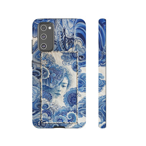 Phone Case, vintage blue girl tile , Artistic design, Tough Case, Blue vintage tile design, iPhone 15, 14, 13, 12, 11, Samsung, Pixel