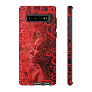 Phone Case, woman in red, Artistic design, Tough Case, red whimsical fantasy design, iPhone 15, 14, 13, 12, 11, Samsung, Pixel