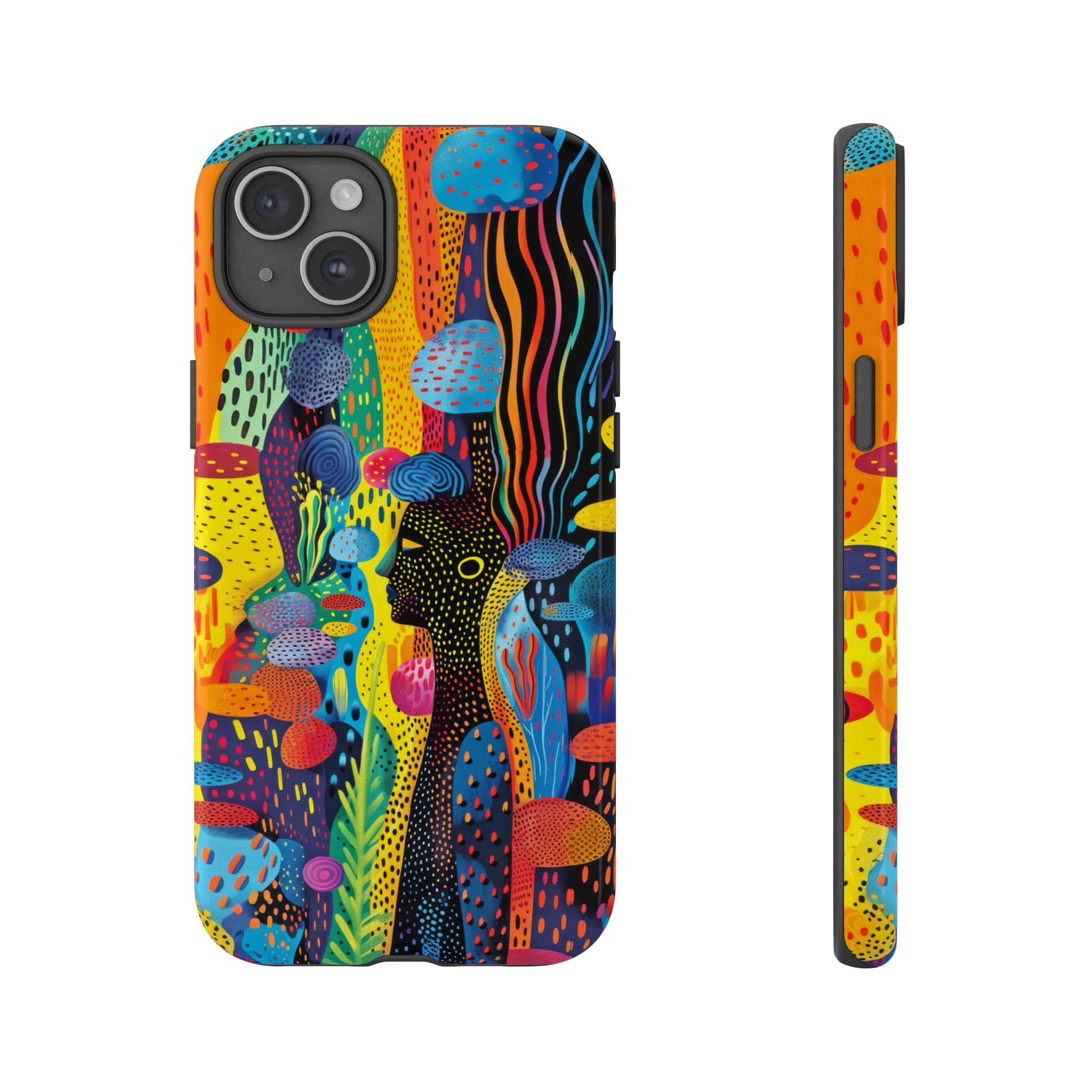 Phone Case, tribal dreamland, Artistic design, Tough Case, Colorful whimsical fantasy design, iPhone 15, 14, 13, 12, 11, Samsung, Pixel