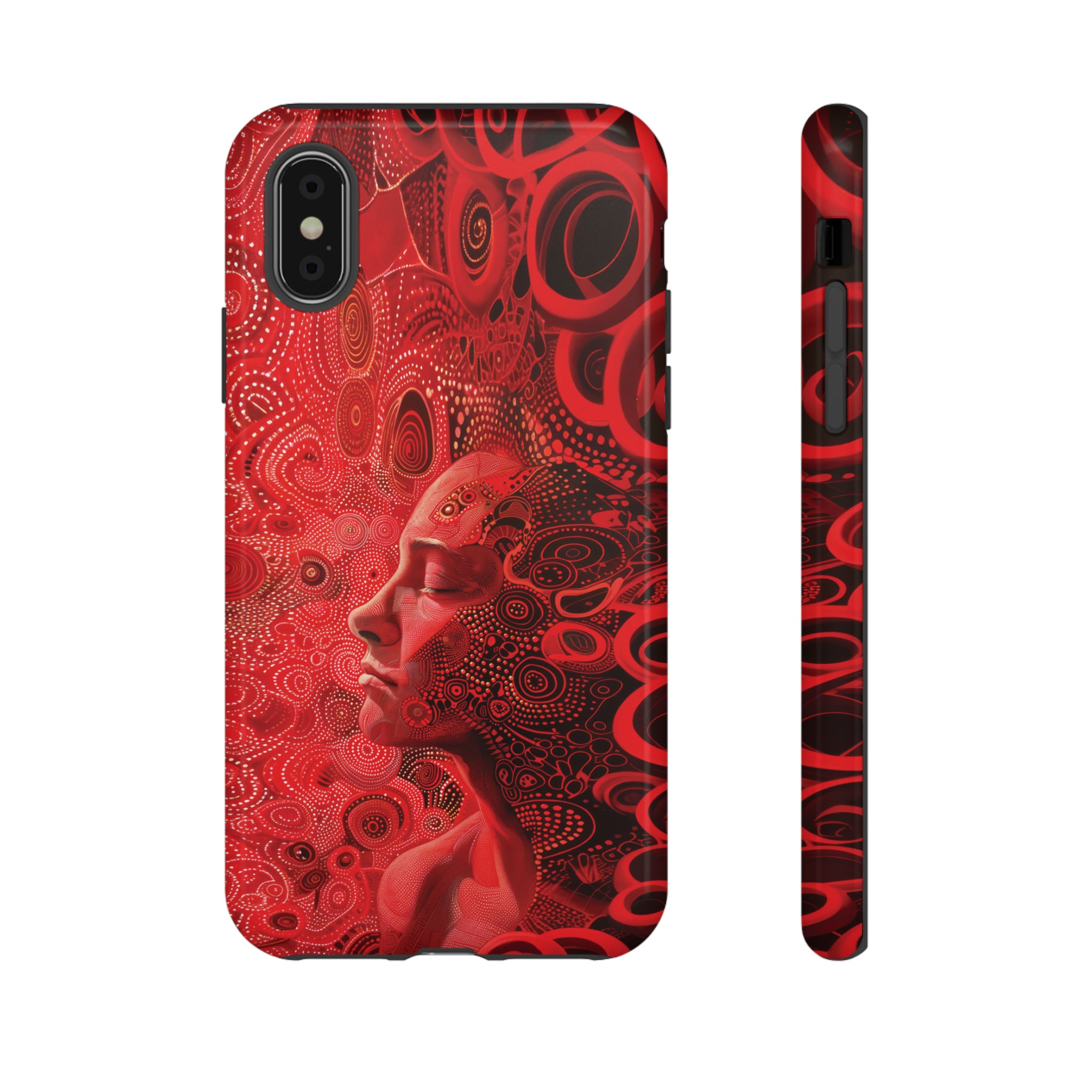 Phone Case, woman in red, Artistic design, Tough Case, red whimsical fantasy design, iPhone 15, 14, 13, 12, 11, Samsung, Pixel