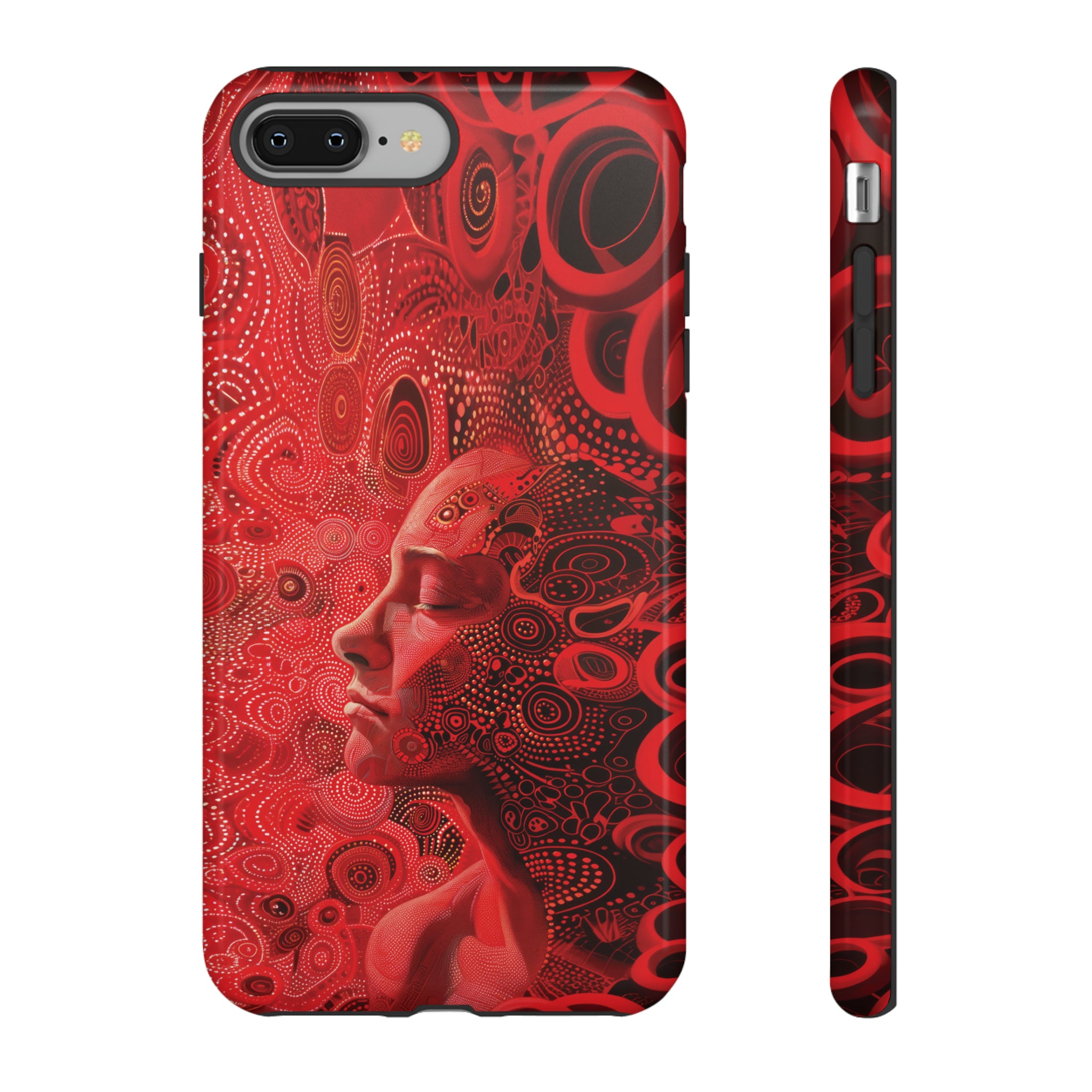 Phone Case, woman in red, Artistic design, Tough Case, red whimsical fantasy design, iPhone 15, 14, 13, 12, 11, Samsung, Pixel