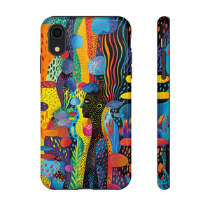 Phone Case, tribal dreamland, Artistic design, Tough Case, Colorful whimsical fantasy design, iPhone 15, 14, 13, 12, 11, Samsung, Pixel