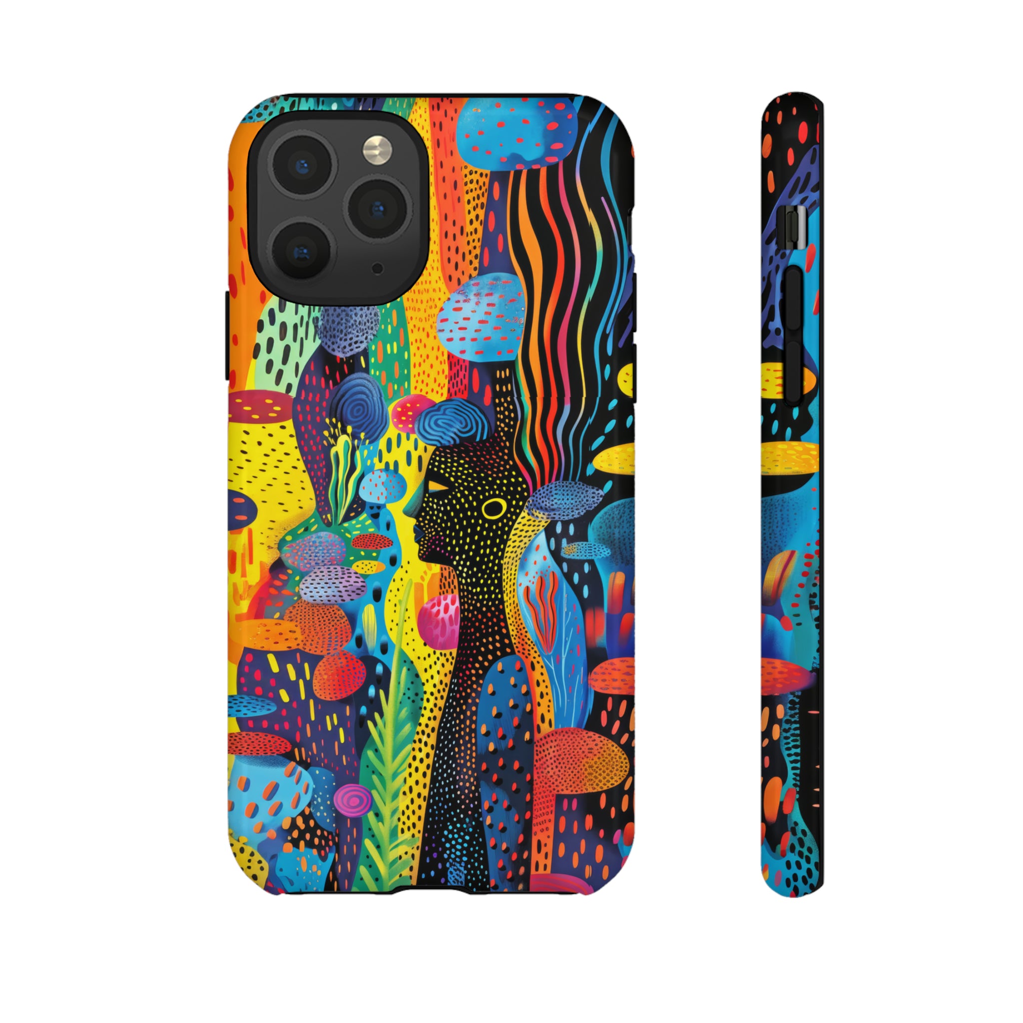 Phone Case, tribal dreamland, Artistic design, Tough Case, Colorful whimsical fantasy design, iPhone 15, 14, 13, 12, 11, Samsung, Pixel