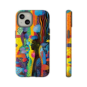 Phone Case, tribal dreamland, Artistic design, Tough Case, Colorful whimsical fantasy design, iPhone 15, 14, 13, 12, 11, Samsung, Pixel