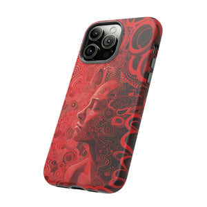 Phone Case, woman in red, Artistic design, Tough Case, red whimsical fantasy design, iPhone 15, 14, 13, 12, 11, Samsung, Pixel