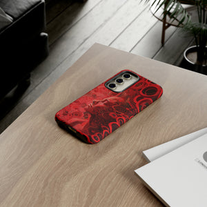 Phone Case, woman in red, Artistic design, Tough Case, red whimsical fantasy design, iPhone 15, 14, 13, 12, 11, Samsung, Pixel