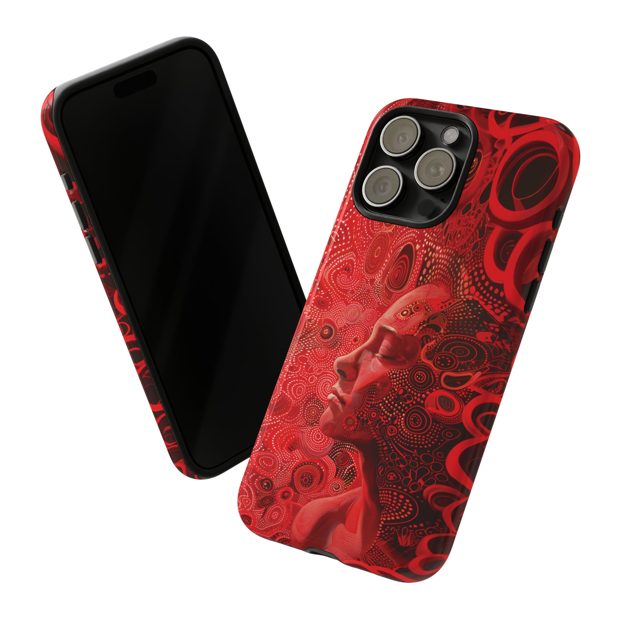 Phone Case, woman in red, Artistic design, Tough Case, red whimsical fantasy design, iPhone 15, 14, 13, 12, 11, Samsung, Pixel