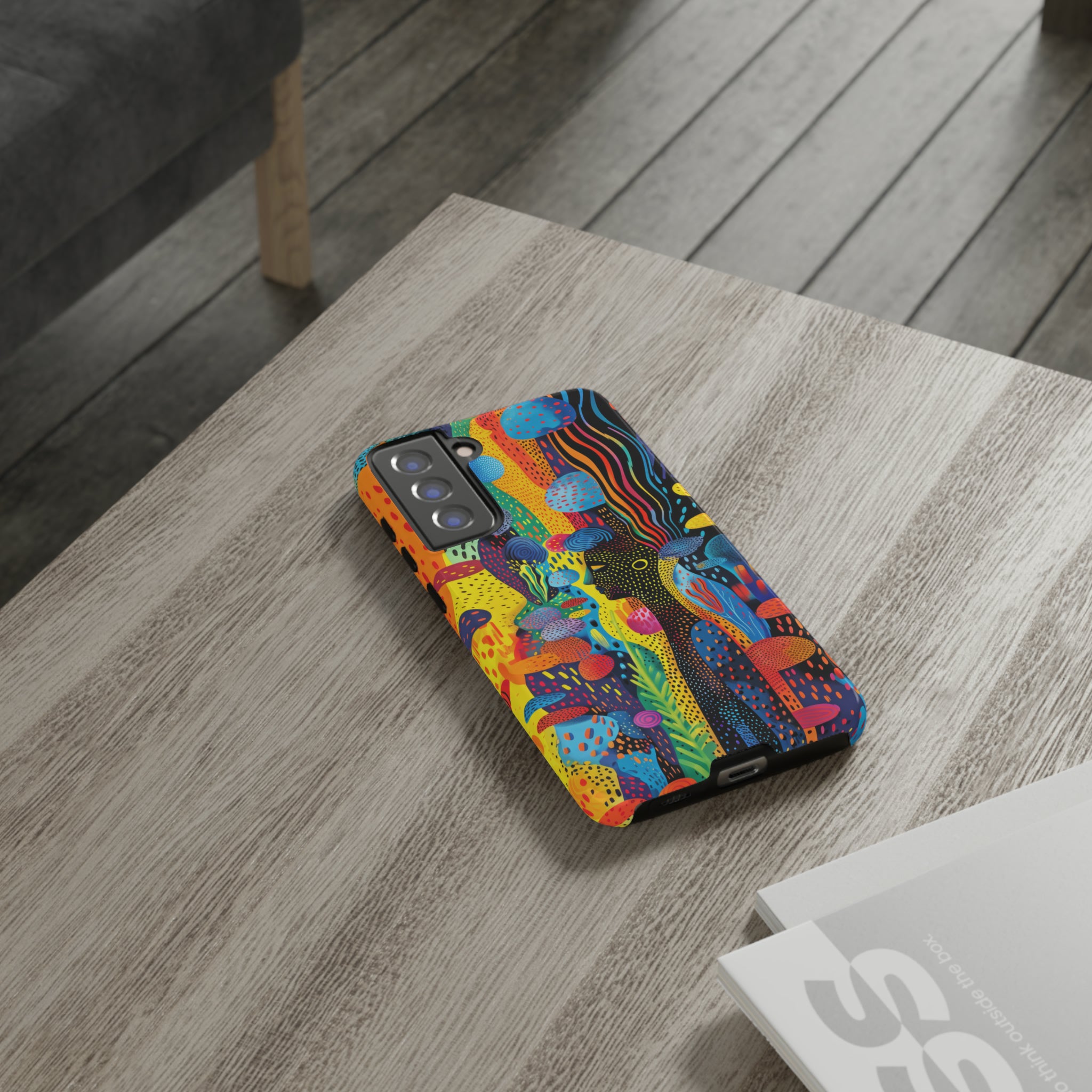 Phone Case, tribal dreamland, Artistic design, Tough Case, Colorful whimsical fantasy design, iPhone 15, 14, 13, 12, 11, Samsung, Pixel