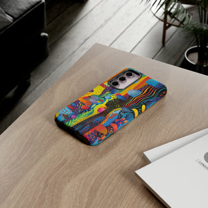 Phone Case, tribal dreamland, Artistic design, Tough Case, Colorful whimsical fantasy design, iPhone 15, 14, 13, 12, 11, Samsung, Pixel