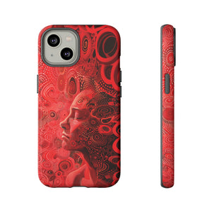 Phone Case, woman in red, Artistic design, Tough Case, red whimsical fantasy design, iPhone 15, 14, 13, 12, 11, Samsung, Pixel