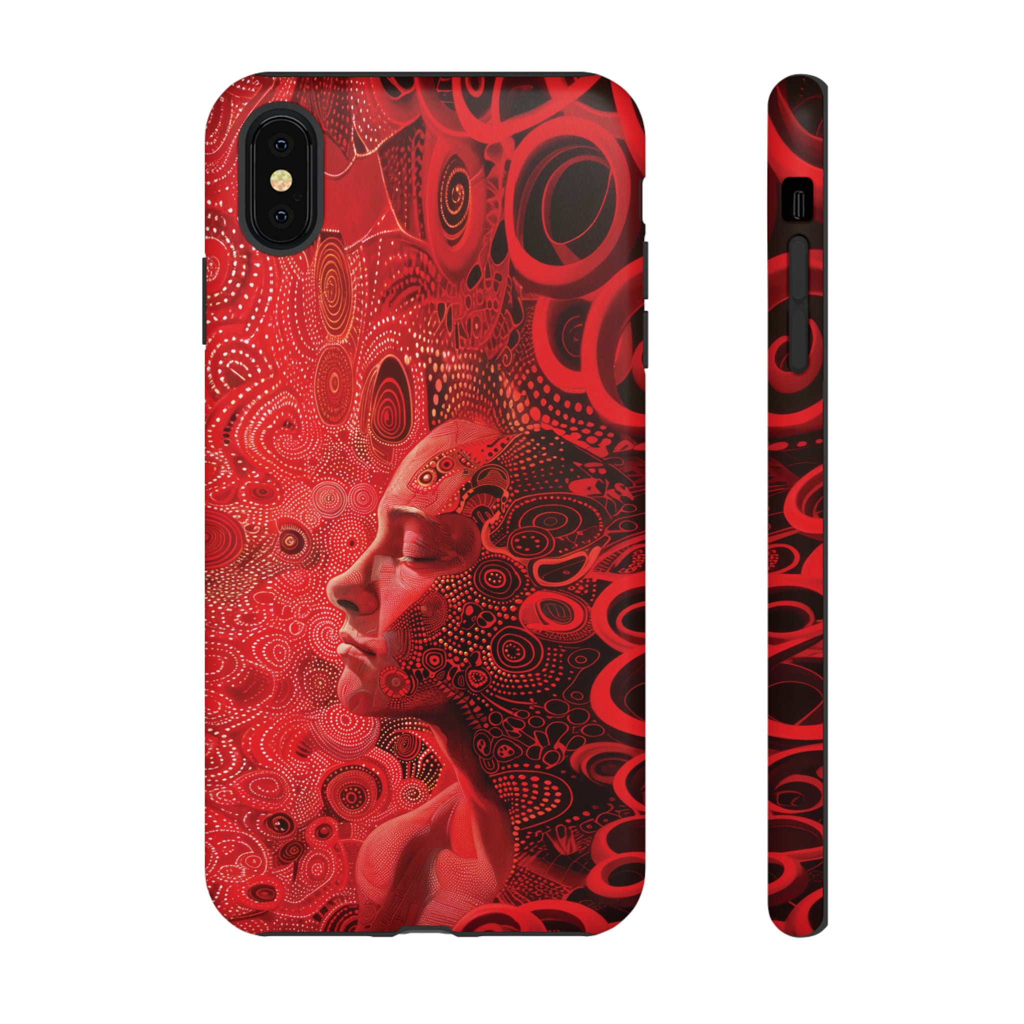 Phone Case, woman in red, Artistic design, Tough Case, red whimsical fantasy design, iPhone 15, 14, 13, 12, 11, Samsung, Pixel