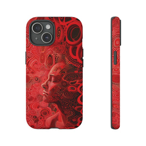 Phone Case, woman in red, Artistic design, Tough Case, red whimsical fantasy design, iPhone 15, 14, 13, 12, 11, Samsung, Pixel