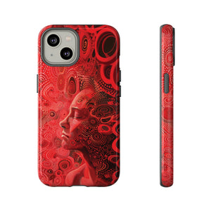 Phone Case, woman in red, Artistic design, Tough Case, red whimsical fantasy design, iPhone 15, 14, 13, 12, 11, Samsung, Pixel