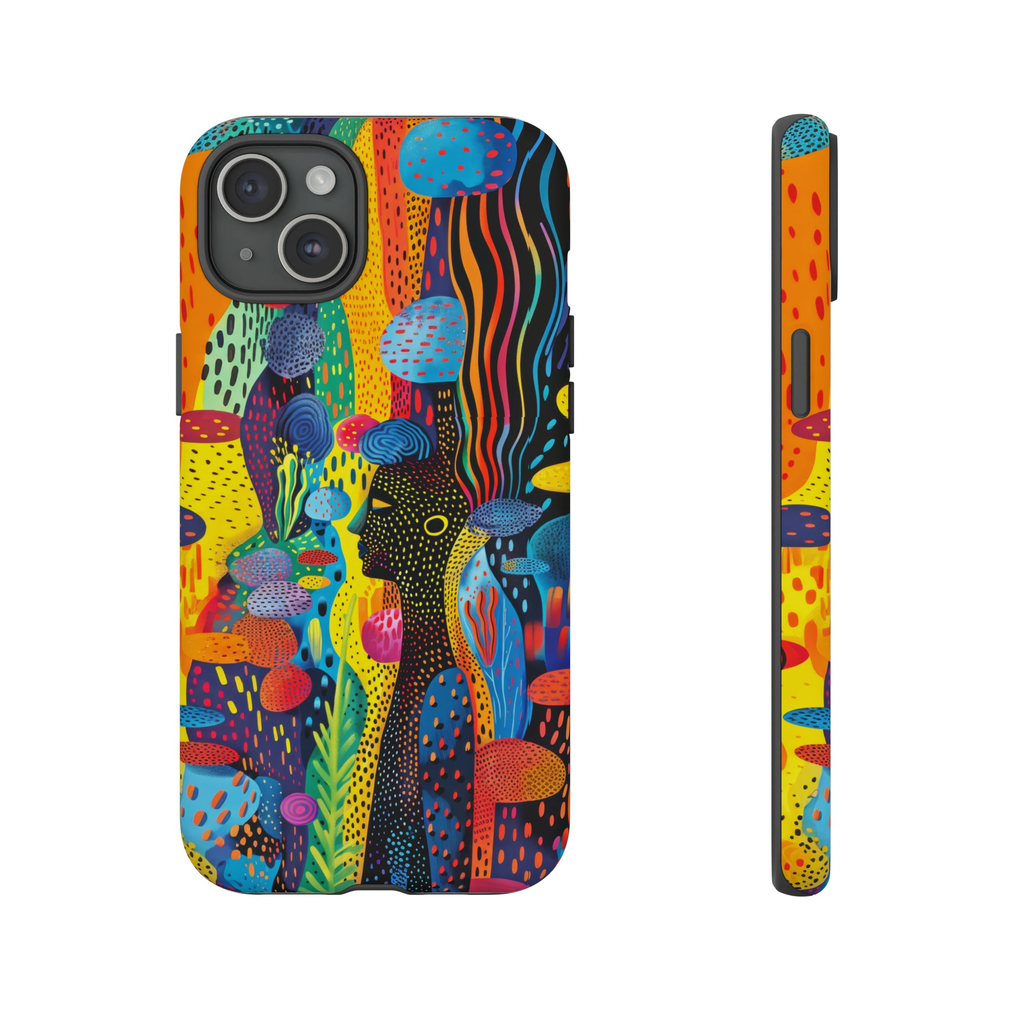 Phone Case, tribal dreamland, Artistic design, Tough Case, Colorful whimsical fantasy design, iPhone 15, 14, 13, 12, 11, Samsung, Pixel