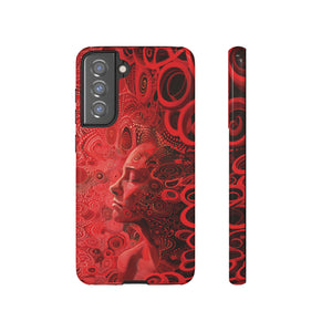 Phone Case, woman in red, Artistic design, Tough Case, red whimsical fantasy design, iPhone 15, 14, 13, 12, 11, Samsung, Pixel