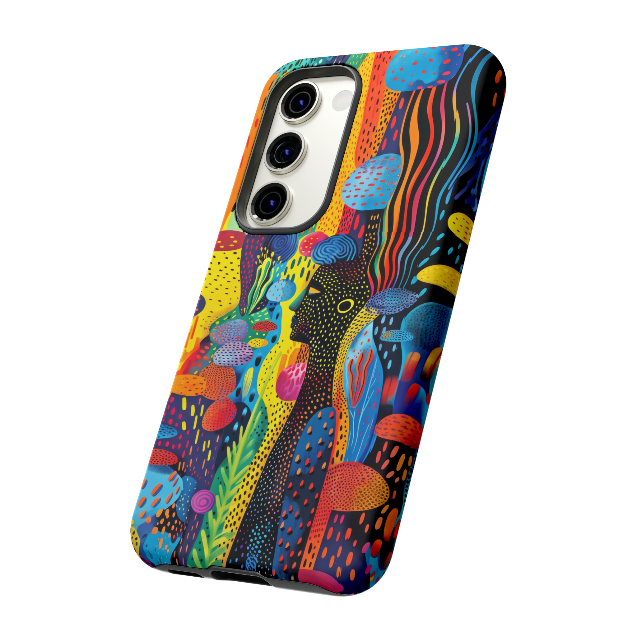 Phone Case, tribal dreamland, Artistic design, Tough Case, Colorful whimsical fantasy design, iPhone 15, 14, 13, 12, 11, Samsung, Pixel