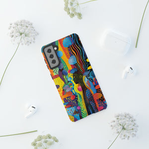 Phone Case, tribal dreamland, Artistic design, Tough Case, Colorful whimsical fantasy design, iPhone 15, 14, 13, 12, 11, Samsung, Pixel