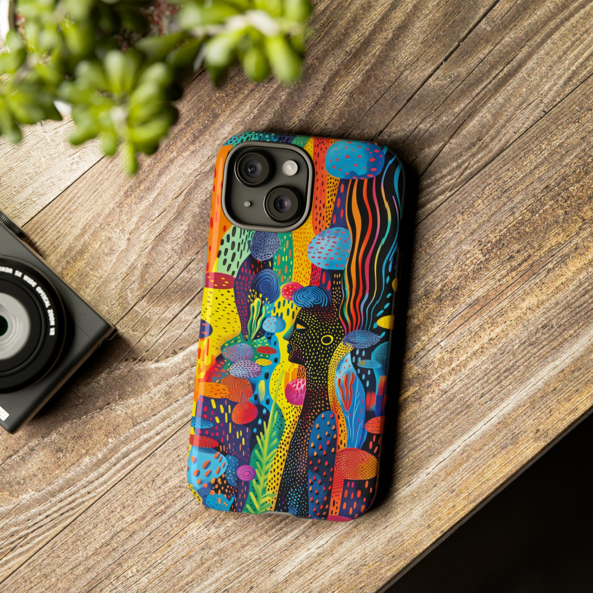 Phone Case, tribal dreamland, Artistic design, Tough Case, Colorful whimsical fantasy design, iPhone 15, 14, 13, 12, 11, Samsung, Pixel