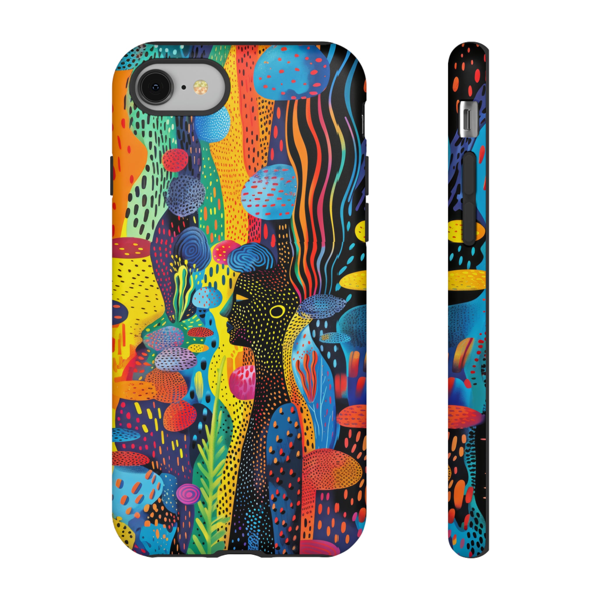 Phone Case, tribal dreamland, Artistic design, Tough Case, Colorful whimsical fantasy design, iPhone 15, 14, 13, 12, 11, Samsung, Pixel