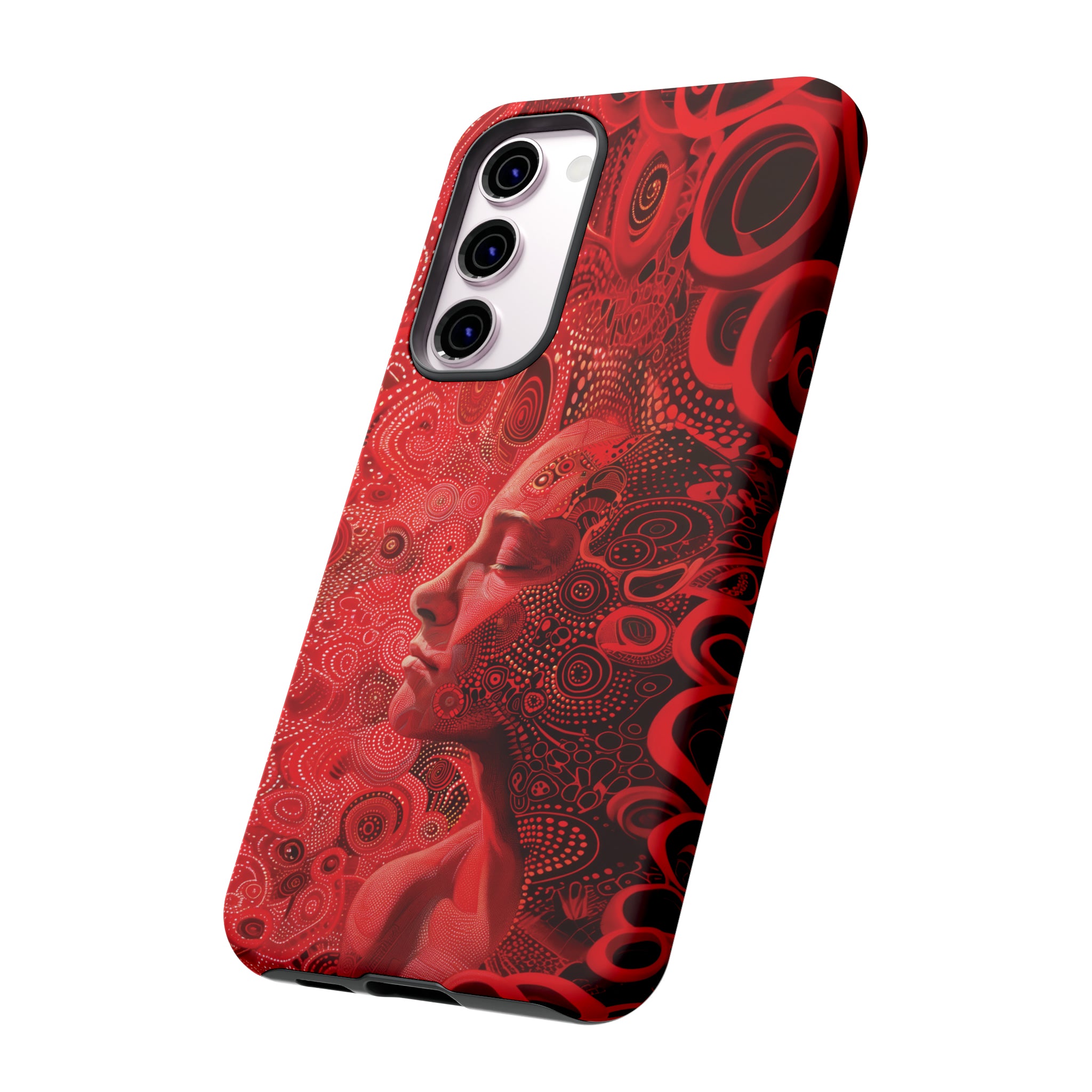 Phone Case, woman in red, Artistic design, Tough Case, red whimsical fantasy design, iPhone 15, 14, 13, 12, 11, Samsung, Pixel