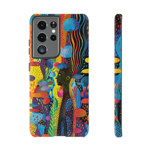 Phone Case, tribal dreamland, Artistic design, Tough Case, Colorful whimsical fantasy design, iPhone 15, 14, 13, 12, 11, Samsung, Pixel