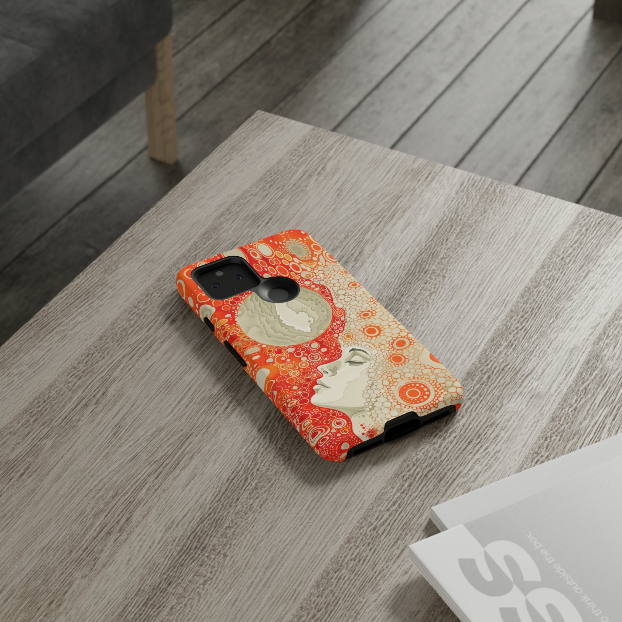 Phone Case, orange Constellation, Artistic design, Tough Case, Colorful whimsical fantasy design, iPhone 15, 14, 13, 12, 11, Samsung, Pixel