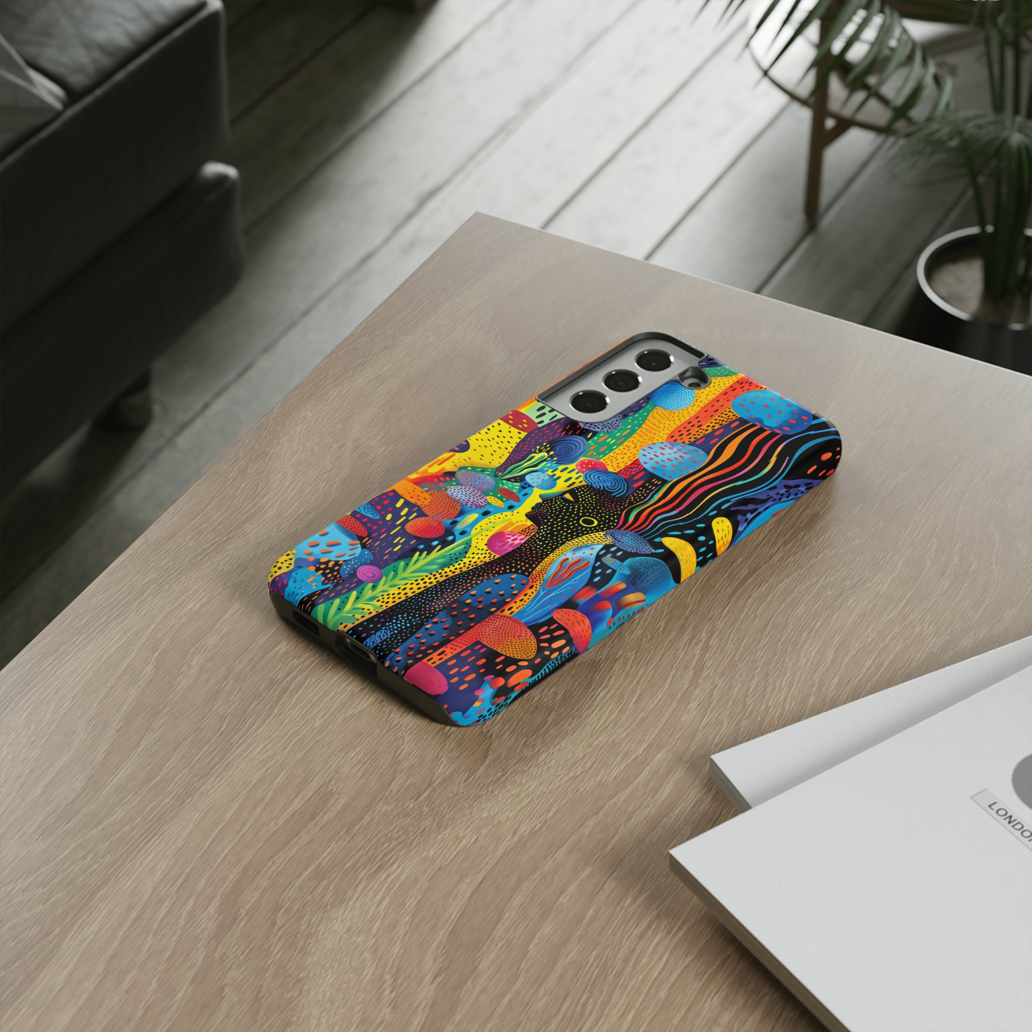 Phone Case, tribal dreamland, Artistic design, Tough Case, Colorful whimsical fantasy design, iPhone 15, 14, 13, 12, 11, Samsung, Pixel