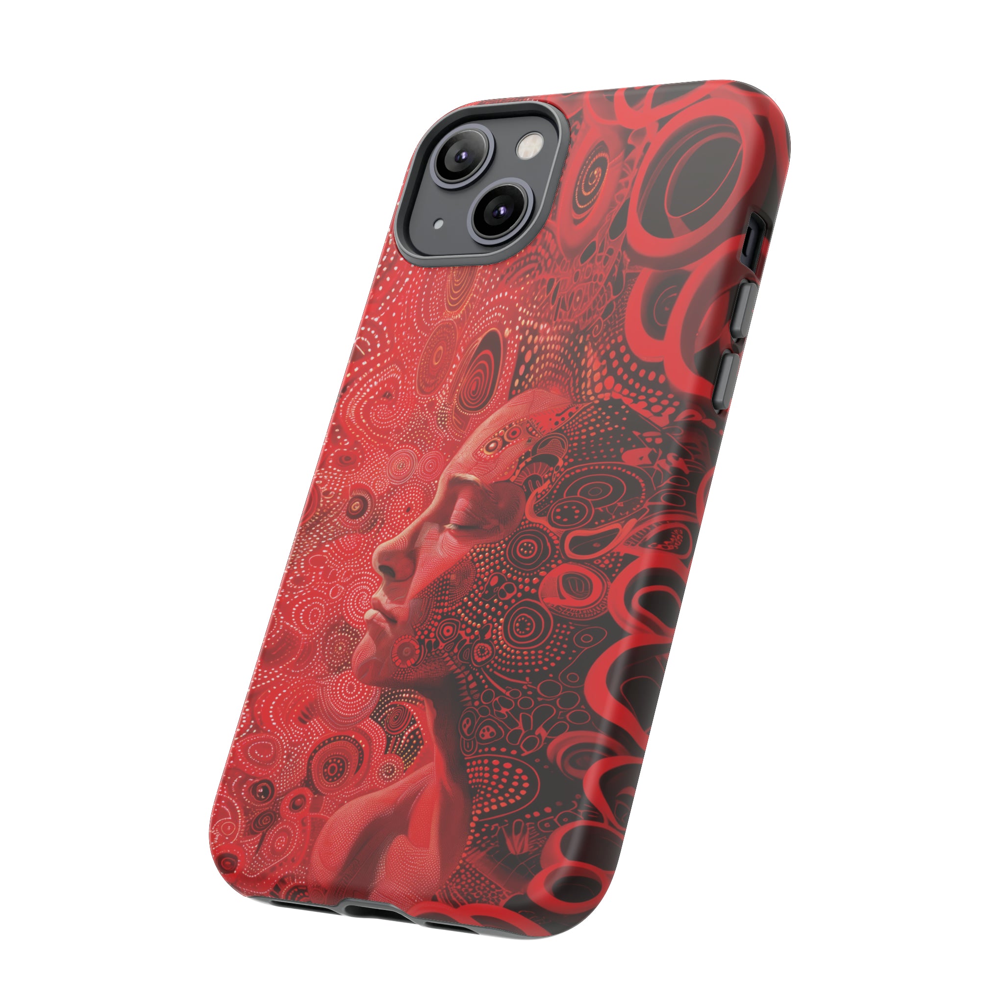 Phone Case, woman in red, Artistic design, Tough Case, red whimsical fantasy design, iPhone 15, 14, 13, 12, 11, Samsung, Pixel