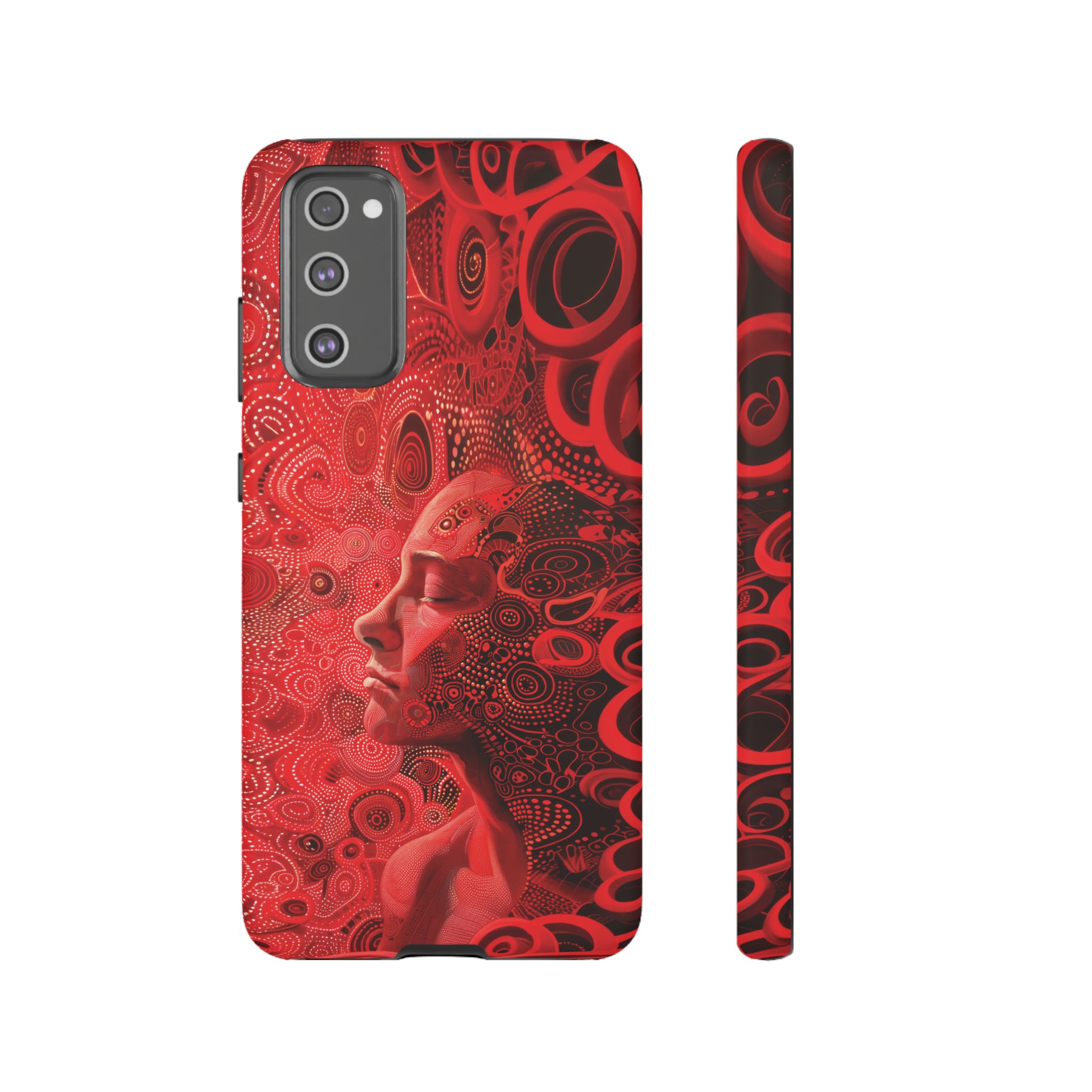 Phone Case, woman in red, Artistic design, Tough Case, red whimsical fantasy design, iPhone 15, 14, 13, 12, 11, Samsung, Pixel