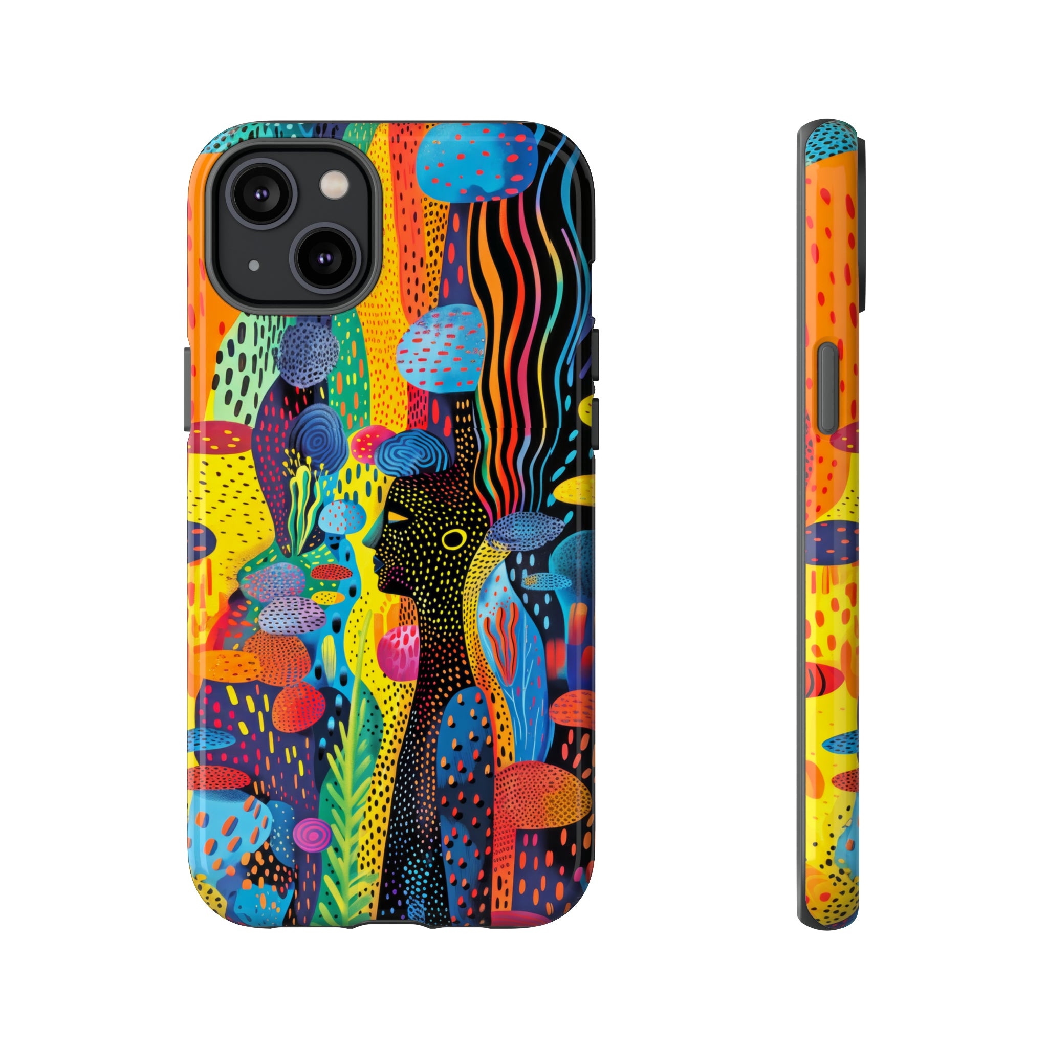 Phone Case, tribal dreamland, Artistic design, Tough Case, Colorful whimsical fantasy design, iPhone 15, 14, 13, 12, 11, Samsung, Pixel