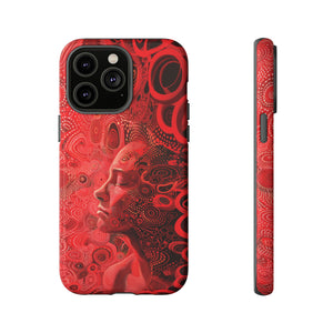 Phone Case, woman in red, Artistic design, Tough Case, red whimsical fantasy design, iPhone 15, 14, 13, 12, 11, Samsung, Pixel