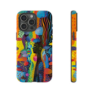 Phone Case, tribal dreamland, Artistic design, Tough Case, Colorful whimsical fantasy design, iPhone 15, 14, 13, 12, 11, Samsung, Pixel