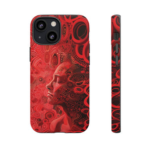 Phone Case, woman in red, Artistic design, Tough Case, red whimsical fantasy design, iPhone 15, 14, 13, 12, 11, Samsung, Pixel