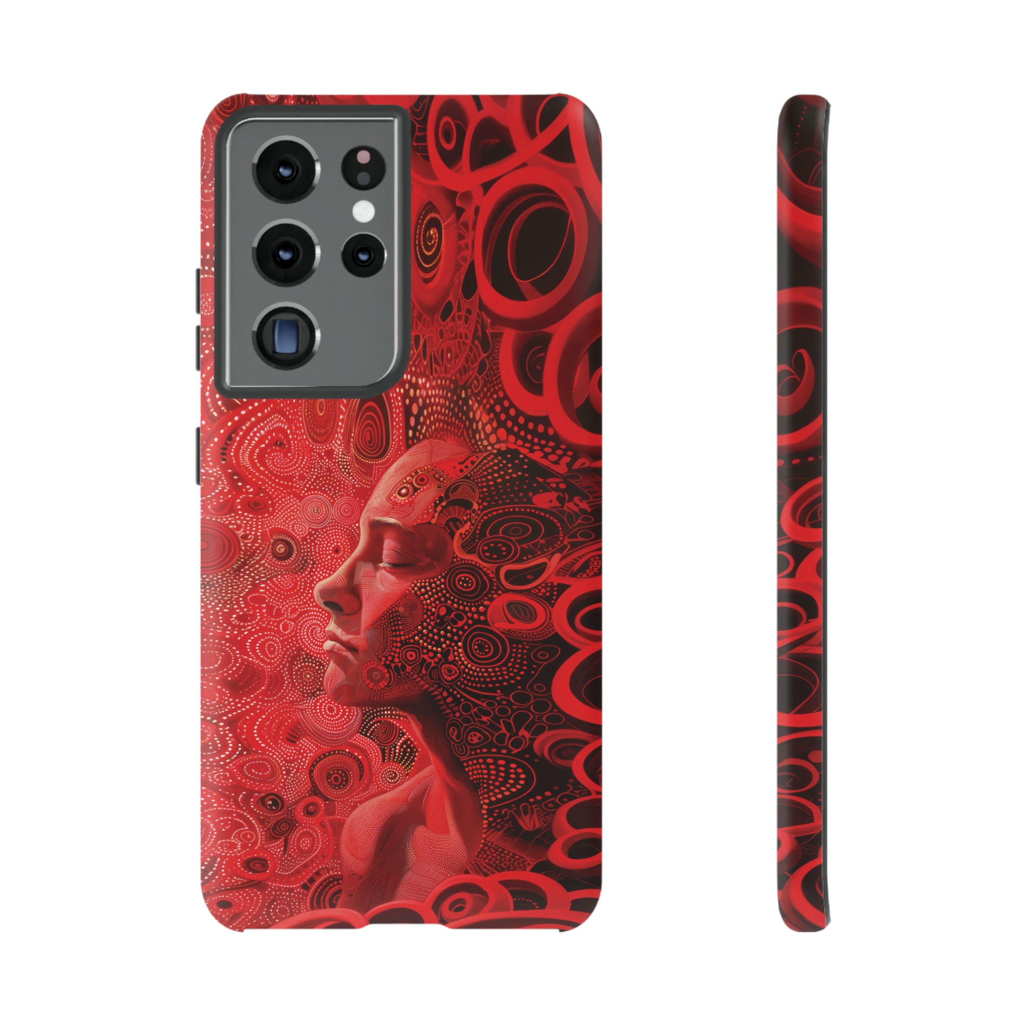 Phone Case, woman in red, Artistic design, Tough Case, red whimsical fantasy design, iPhone 15, 14, 13, 12, 11, Samsung, Pixel