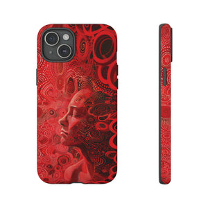 Phone Case, woman in red, Artistic design, Tough Case, red whimsical fantasy design, iPhone 15, 14, 13, 12, 11, Samsung, Pixel