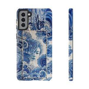 Phone Case, vintage blue girl tile , Artistic design, Tough Case, Blue vintage tile design, iPhone 15, 14, 13, 12, 11, Samsung, Pixel