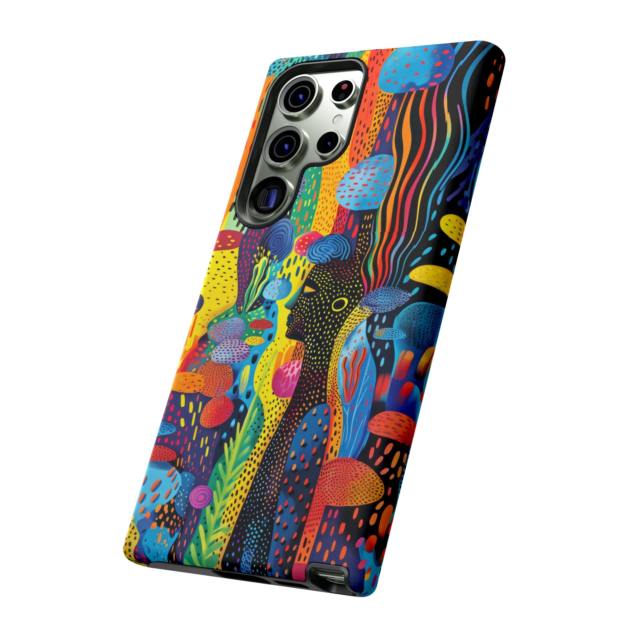 Phone Case, tribal dreamland, Artistic design, Tough Case, Colorful whimsical fantasy design, iPhone 15, 14, 13, 12, 11, Samsung, Pixel