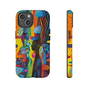 Phone Case, tribal dreamland, Artistic design, Tough Case, Colorful whimsical fantasy design, iPhone 15, 14, 13, 12, 11, Samsung, Pixel