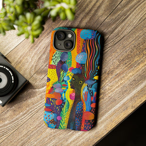 Phone Case, tribal dreamland, Artistic design, Tough Case, Colorful whimsical fantasy design, iPhone 15, 14, 13, 12, 11, Samsung, Pixel