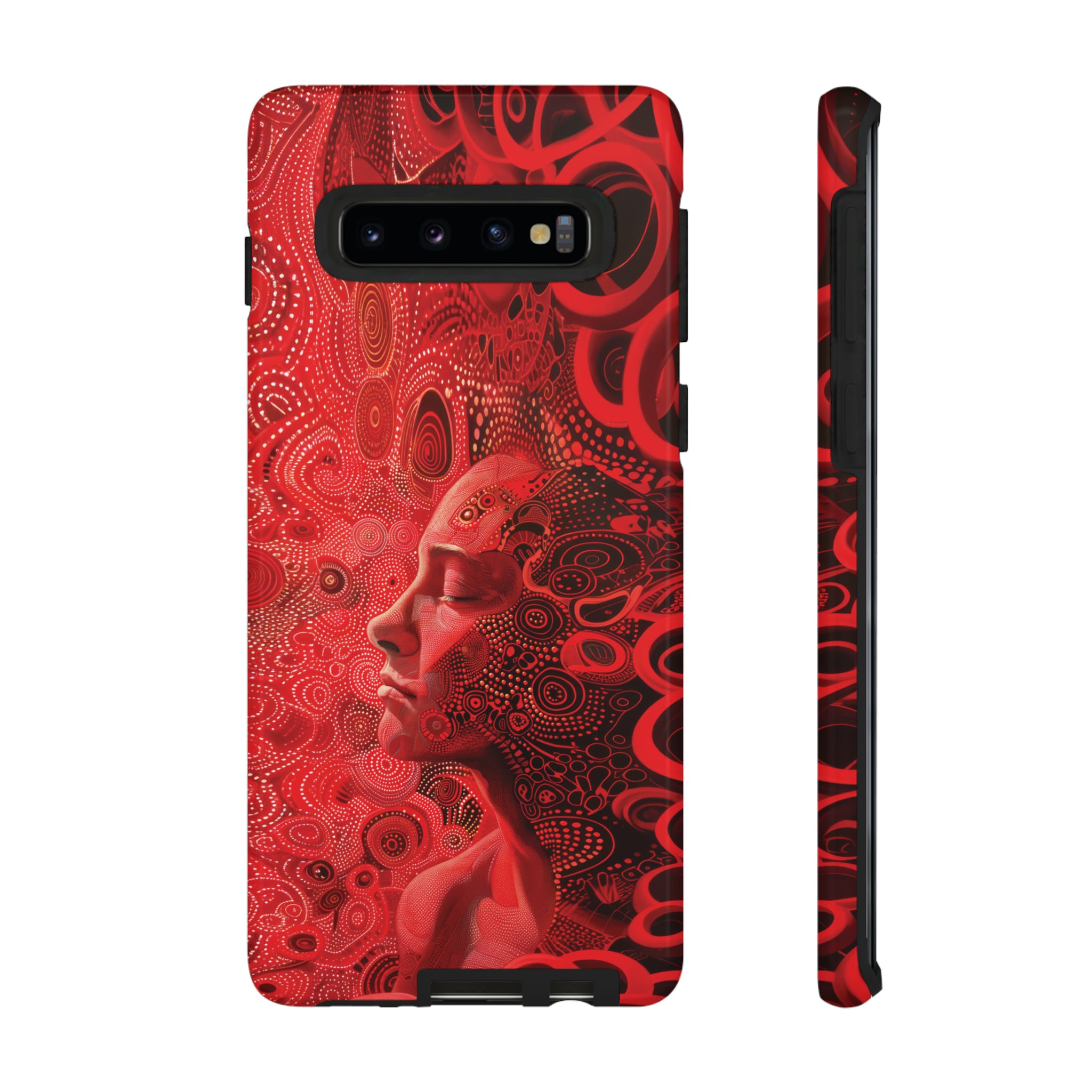 Phone Case, woman in red, Artistic design, Tough Case, red whimsical fantasy design, iPhone 15, 14, 13, 12, 11, Samsung, Pixel