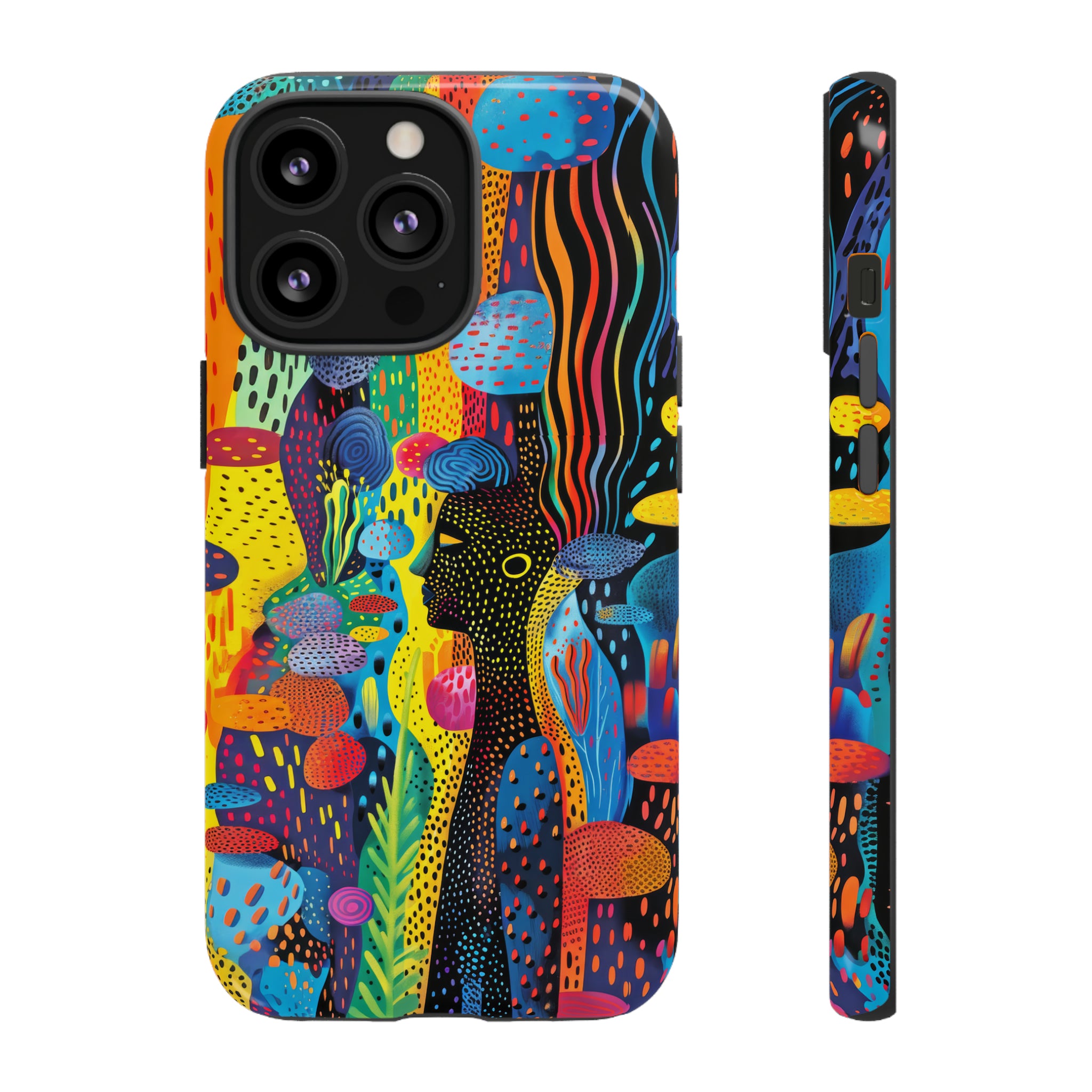 Phone Case, tribal dreamland, Artistic design, Tough Case, Colorful whimsical fantasy design, iPhone 15, 14, 13, 12, 11, Samsung, Pixel