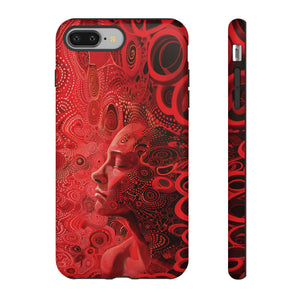 Phone Case, woman in red, Artistic design, Tough Case, red whimsical fantasy design, iPhone 15, 14, 13, 12, 11, Samsung, Pixel