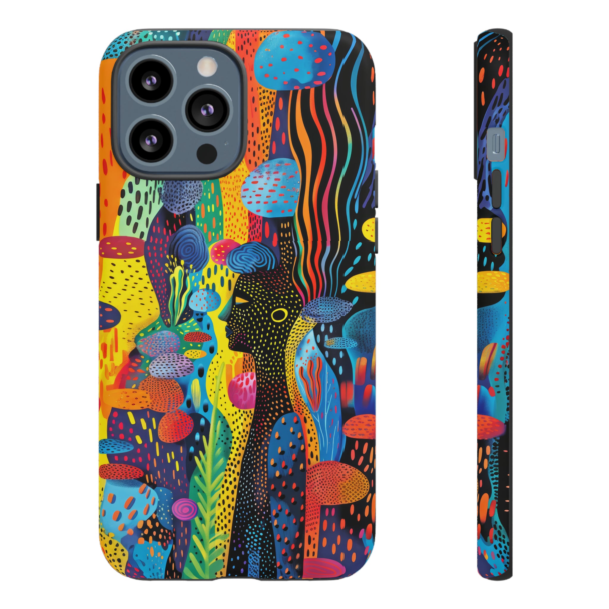 Phone Case, tribal dreamland, Artistic design, Tough Case, Colorful whimsical fantasy design, iPhone 15, 14, 13, 12, 11, Samsung, Pixel