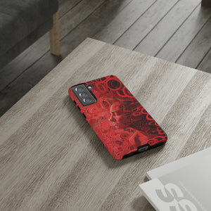 Phone Case, woman in red, Artistic design, Tough Case, red whimsical fantasy design, iPhone 15, 14, 13, 12, 11, Samsung, Pixel