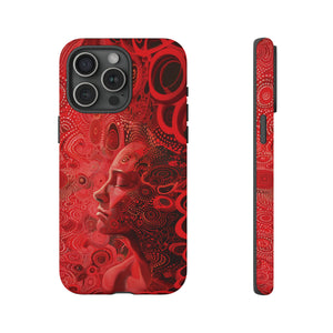 Phone Case, woman in red, Artistic design, Tough Case, red whimsical fantasy design, iPhone 15, 14, 13, 12, 11, Samsung, Pixel