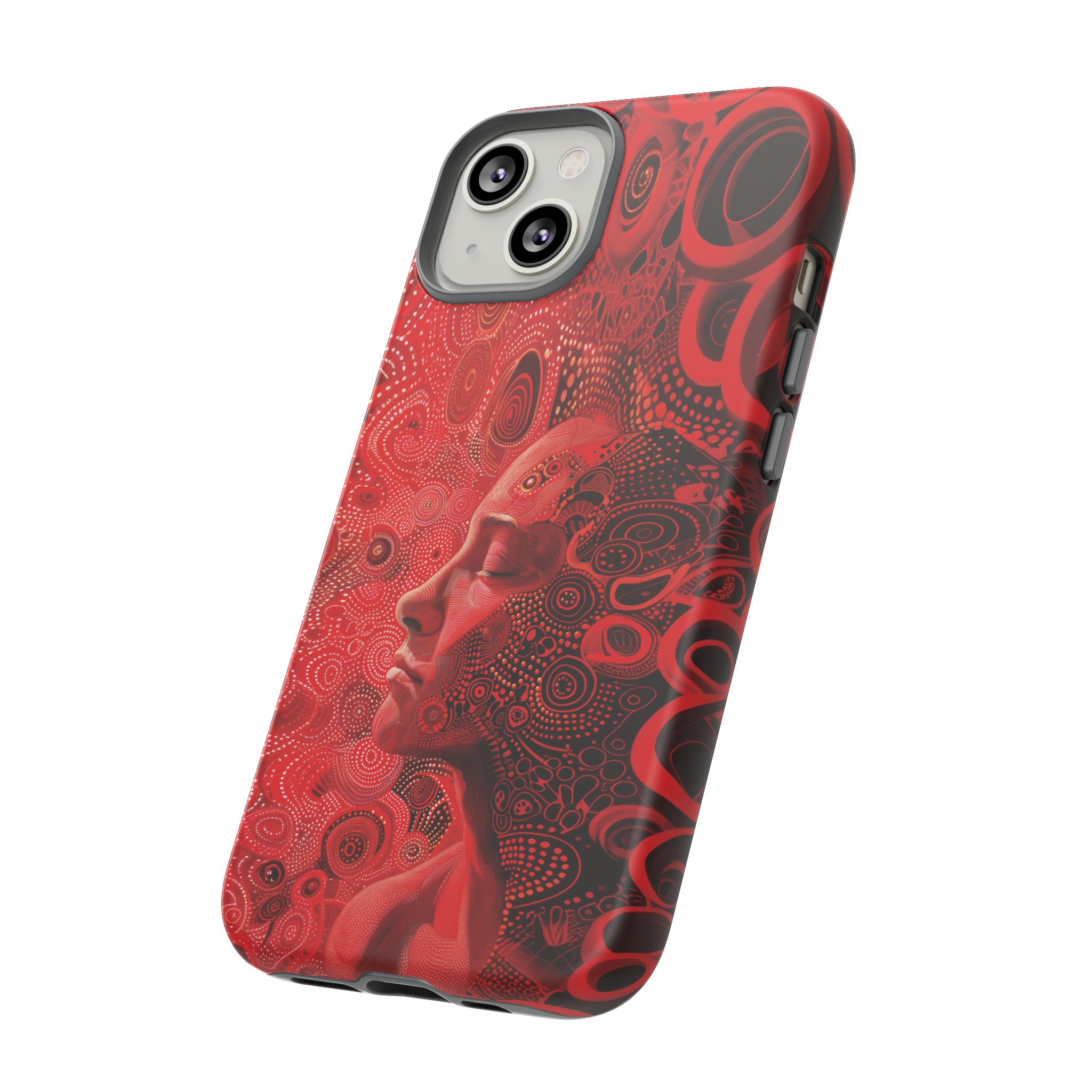 Phone Case, woman in red, Artistic design, Tough Case, red whimsical fantasy design, iPhone 15, 14, 13, 12, 11, Samsung, Pixel